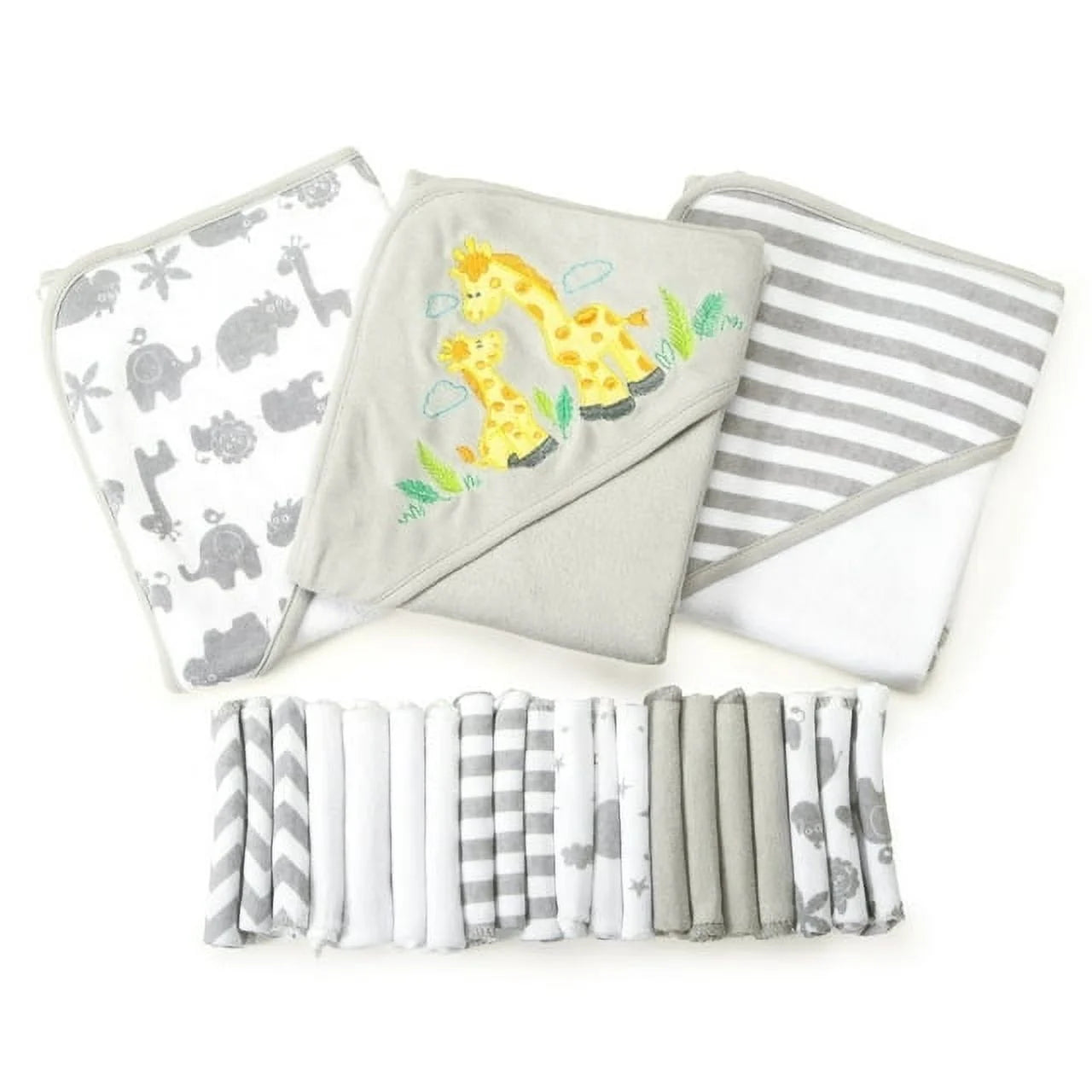 Bath Hooded Towels & Washcloths Set