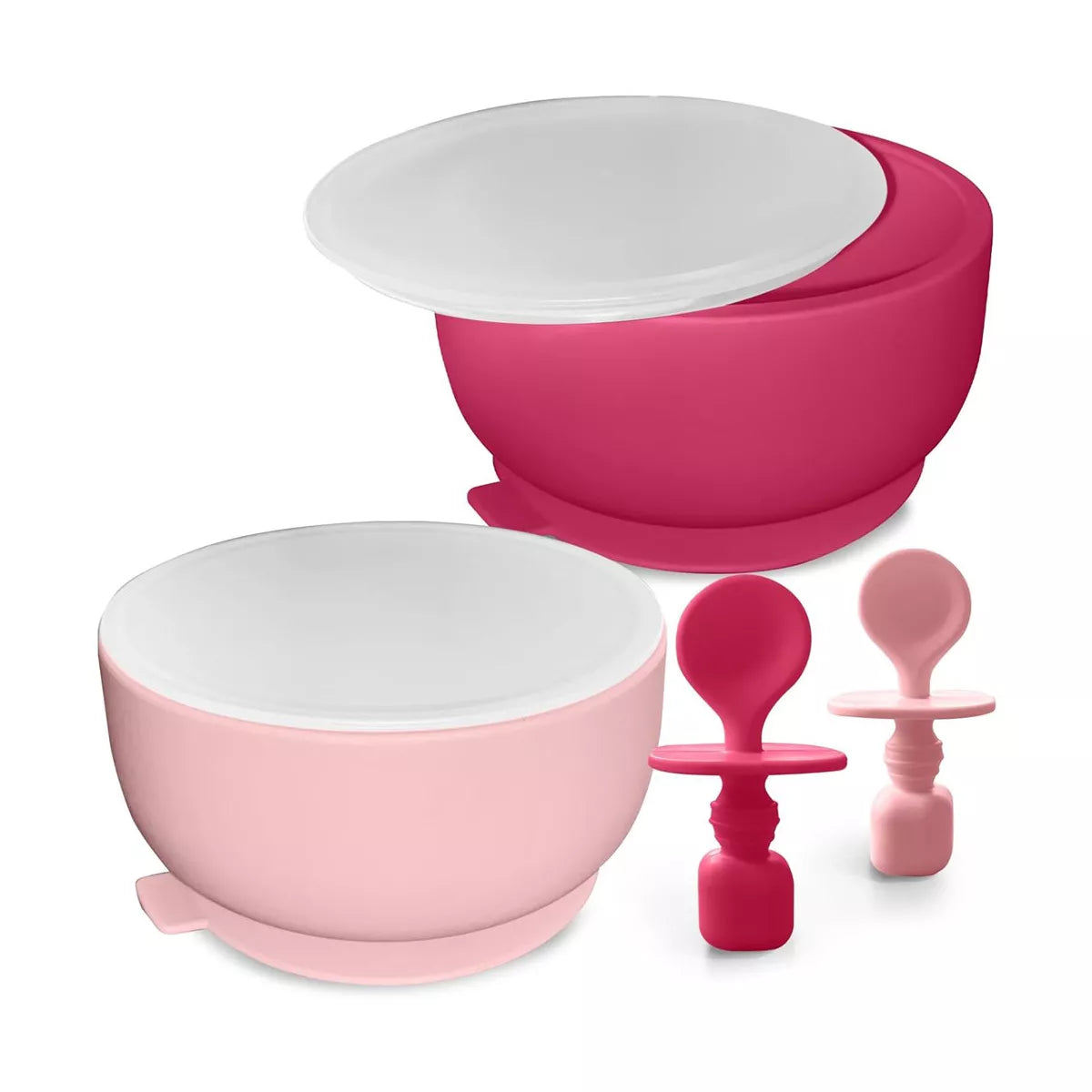 Suction Bowls with Lids and Spoons