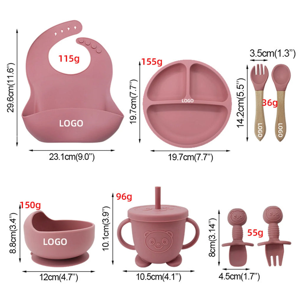 8 PC Silicone Baby Feeding Set