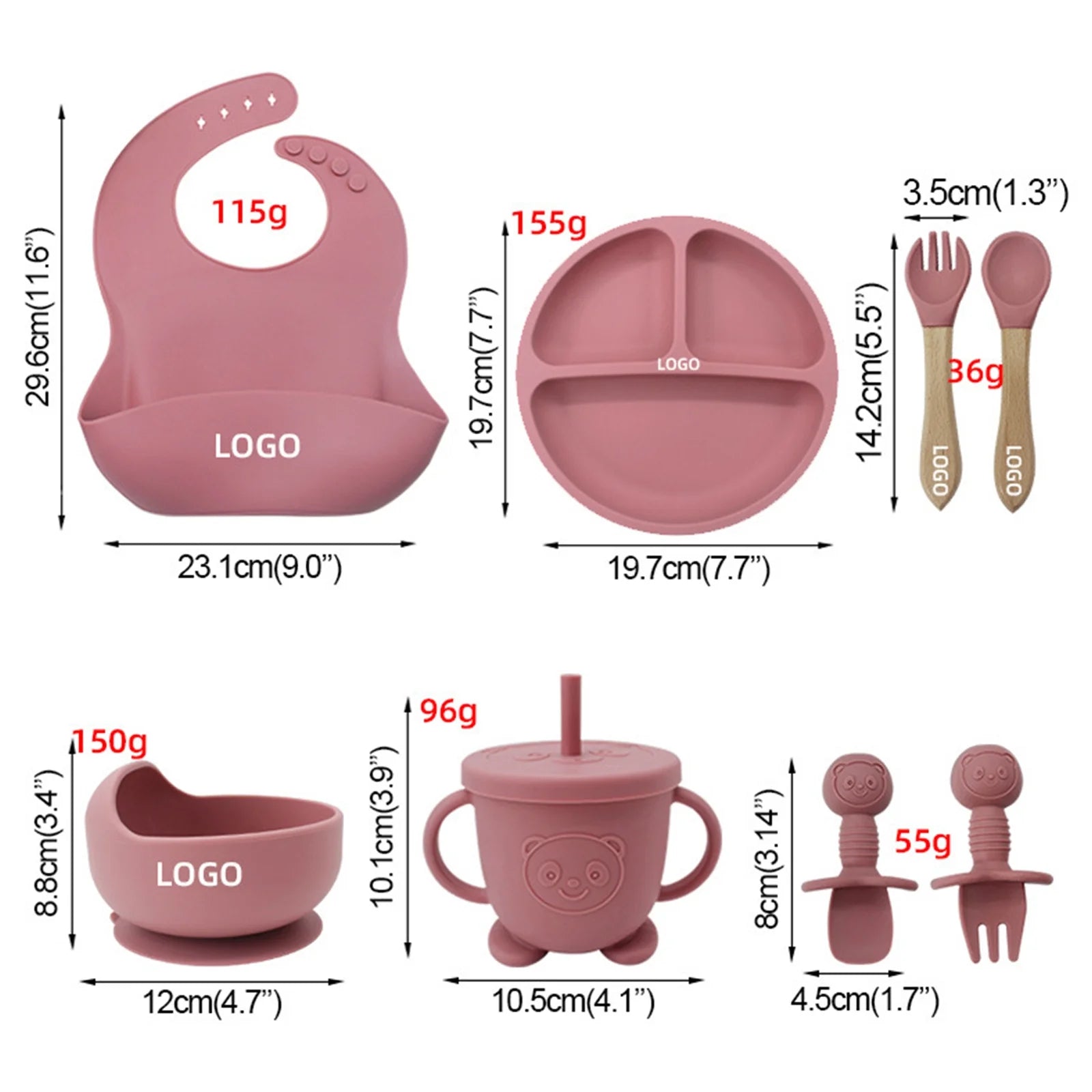 8 PC Silicone Baby Feeding Set