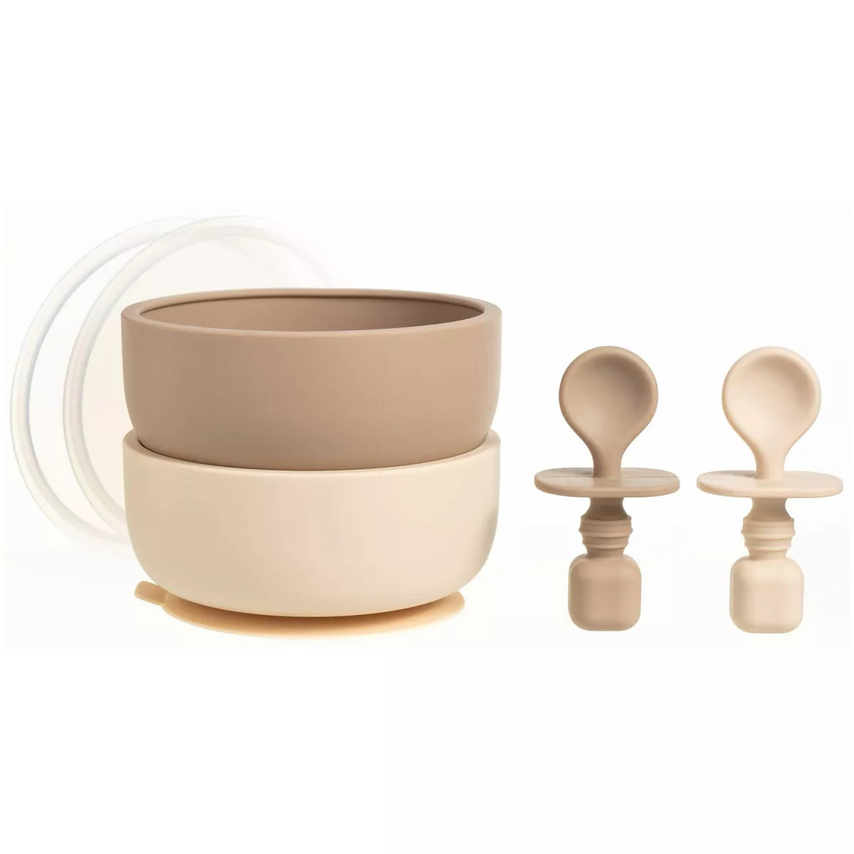 Suction Bowls with Lids and Spoons