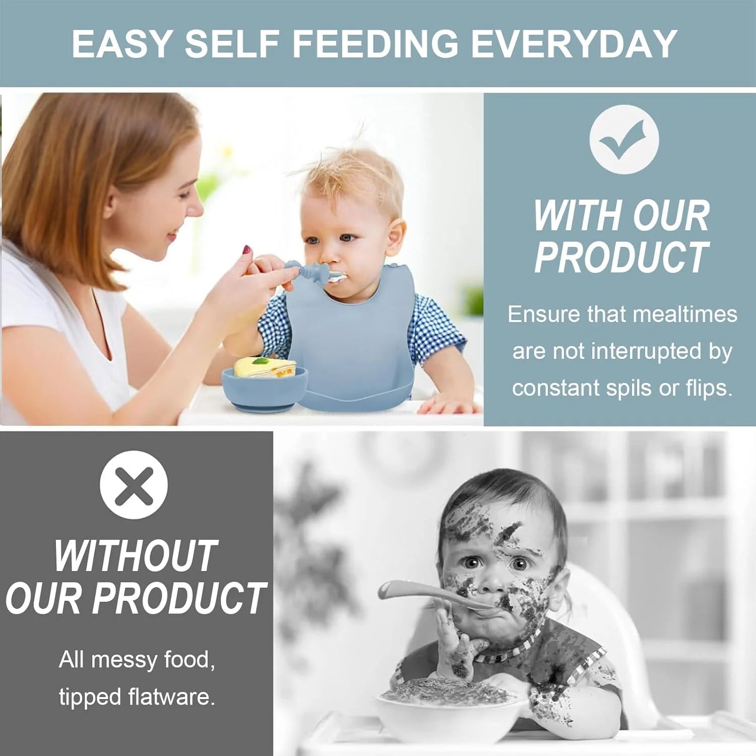 8 PC Silicone Baby Feeding Set