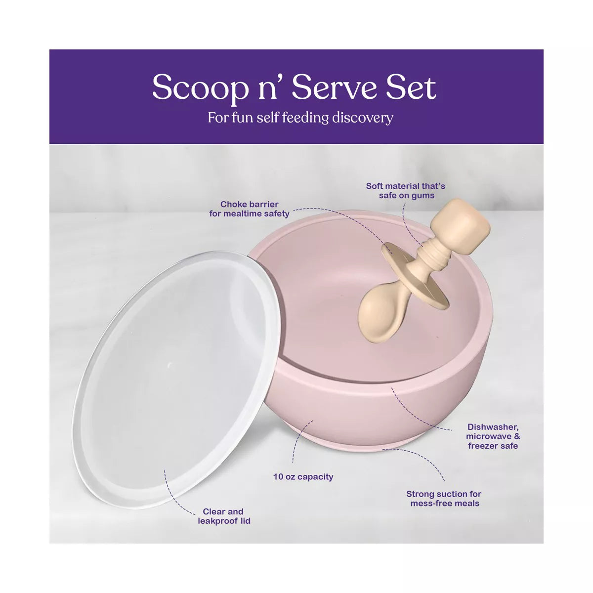 Suction Bowls with Lids and Spoons