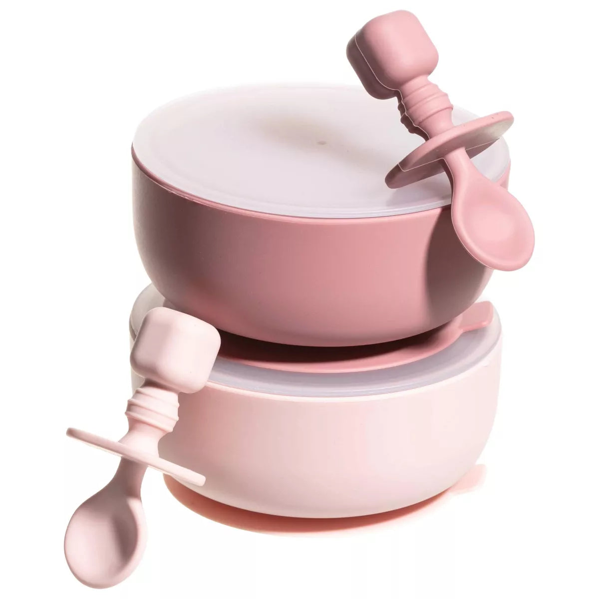 Suction Bowls with Lids and Spoons