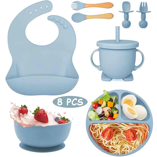 8 PC Silicone Baby Feeding Set