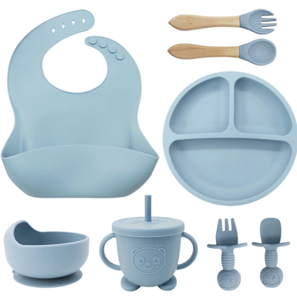 8 PC Silicone Baby Feeding Set