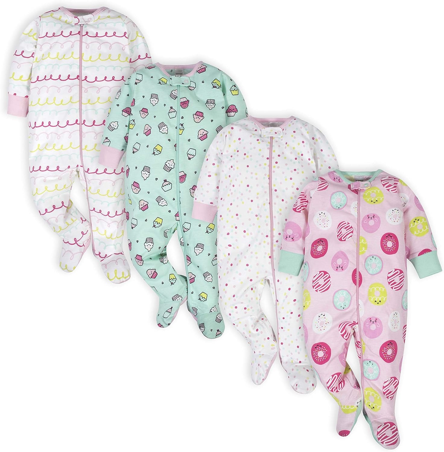 Girls 4-Pack Sleep 'N Play Footies